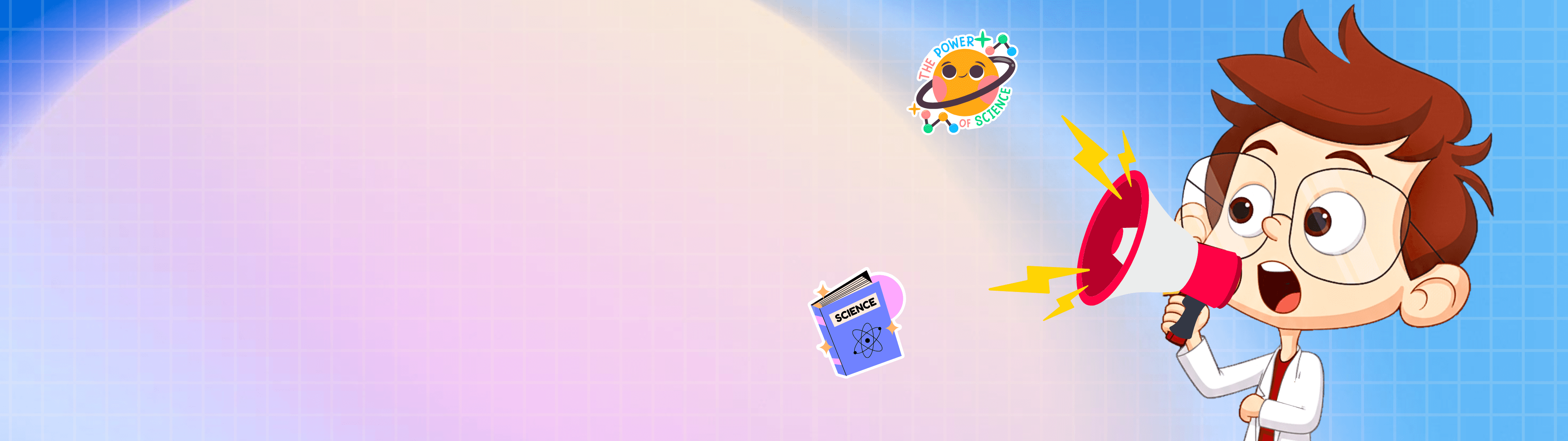 Background illustration of a boy with a megaphone